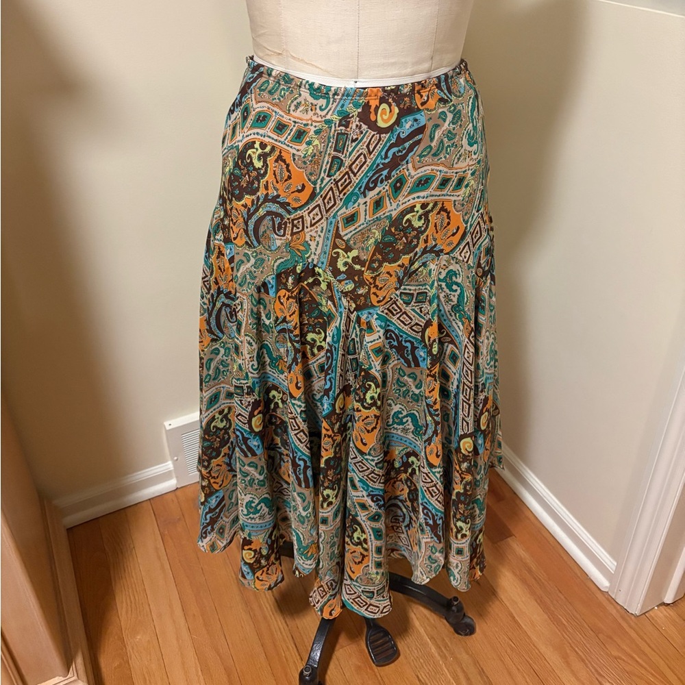 Newsworthy Y2K Vintage Floral Paisley Midi Skirt with Elastic Waist